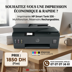IMPRIMANTE HP SMART TANK ALL IN ONE 530 COULEUR WIFI (4SB24A)