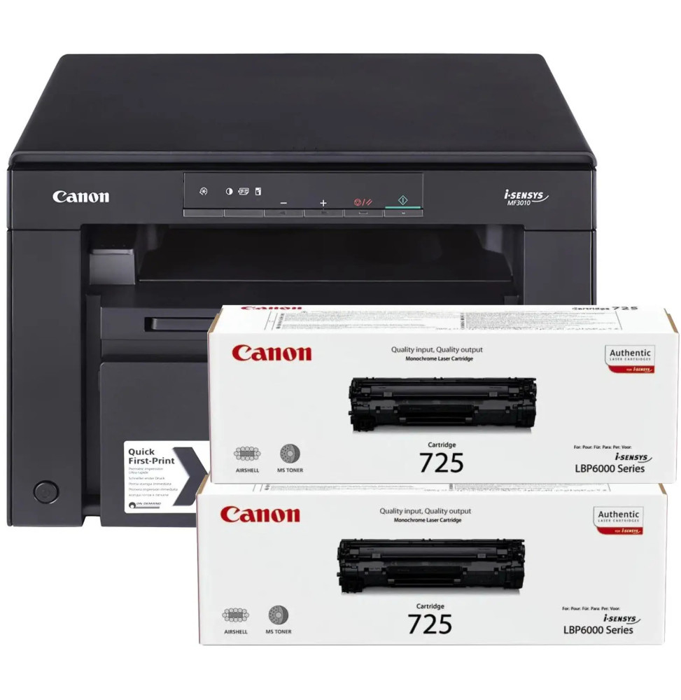 Imprimante Canon A4 Multifonction Laser Monochrome i-SENSYS MF3010 + 2 Toner 725 (5252B034AA) – Image 3